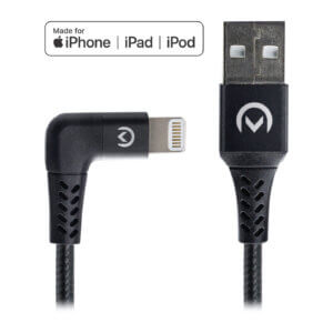 Mobilize Strong Nylon 90° Cable Apple MFi Lightning 1.5m. 12W Black