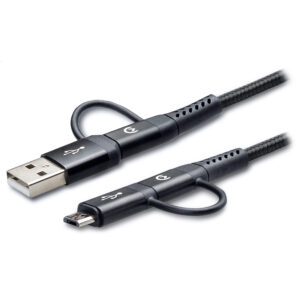 Mobilize Strong Nylon Cable 4in1 USB, USB-C to Micro USB, USB-C 1.5m Black