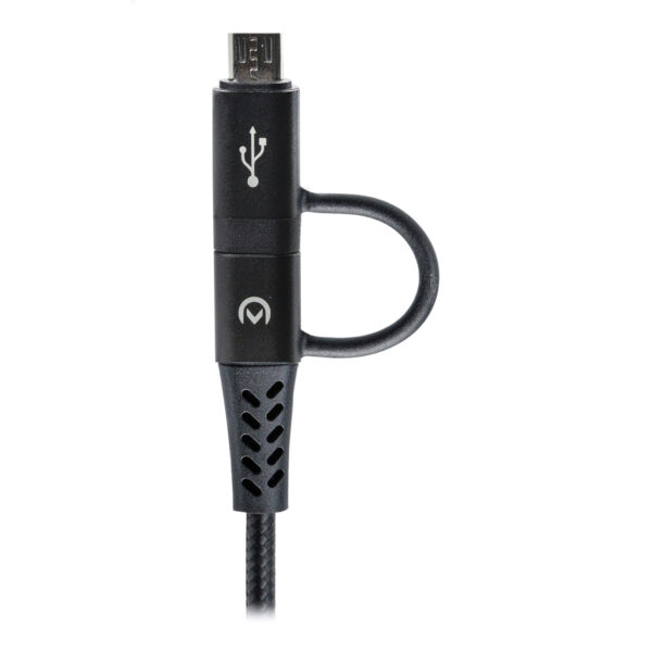 Mobilize Strong Nylon Cable 4in1 USB, USB-C to Micro USB, USB-C 1.5m Black Micro-USB