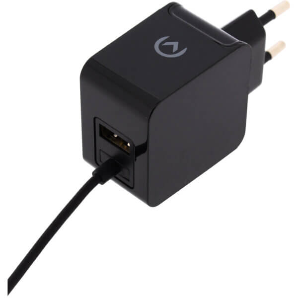 Mobilize Wall Charger USB to Micro-USB 15W 1m Black diagonaal