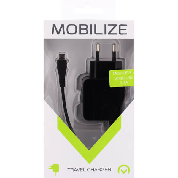 Mobilize Wall Charger USB to Micro-USB 15W 1m Black verpakking