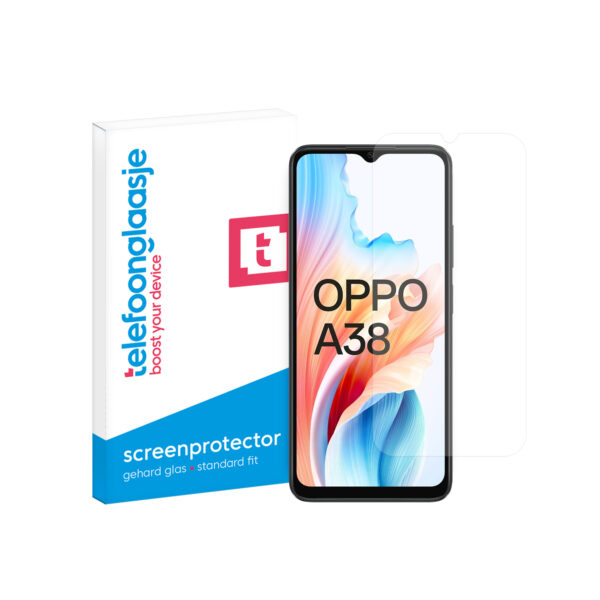 OPPO A38 Telefoonglaasje screenprotector Standard Fit gehard glas met verpakking