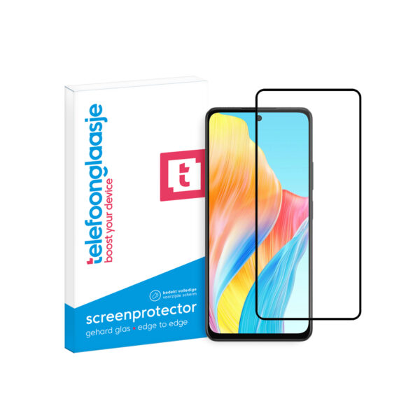 oppo-a58-4g Telefoonglaasje screenprotector Edge to Edge gehard glas met verpakking