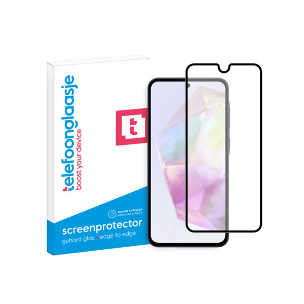 Telefoonglaasje Edge to Edge screenprotector gehard glas Samsung Galaxy A35 met verpakking