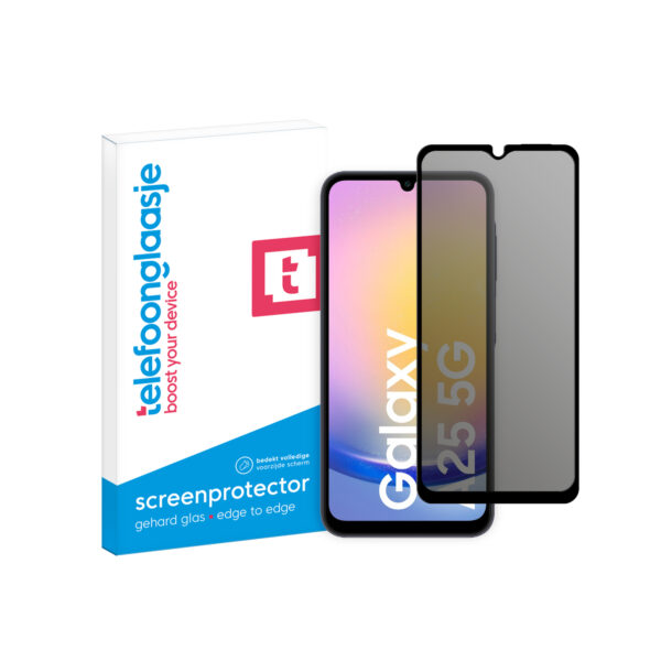 Samsung Galaxy A25 5G Telefoonglaasje Privacy Edge to Edge screenprotector met verpakking