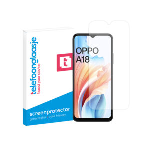 Telefoonglaasje OPPO A18 gehard glas screenprotector standard fit met verpakking
