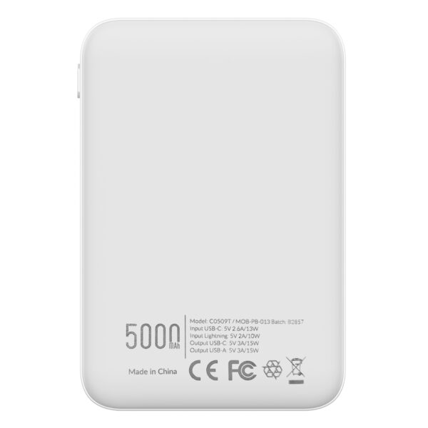 Mobilize Powerbank 5000mAh 10W Wit onderkant