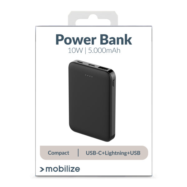Mobilize Powerbank 5000mAh 10W Zwart verpakking