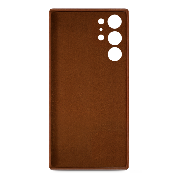 Samsung Galaxy S23 Ultra Telefoonglaasje lederen hoesje bruin voorkant